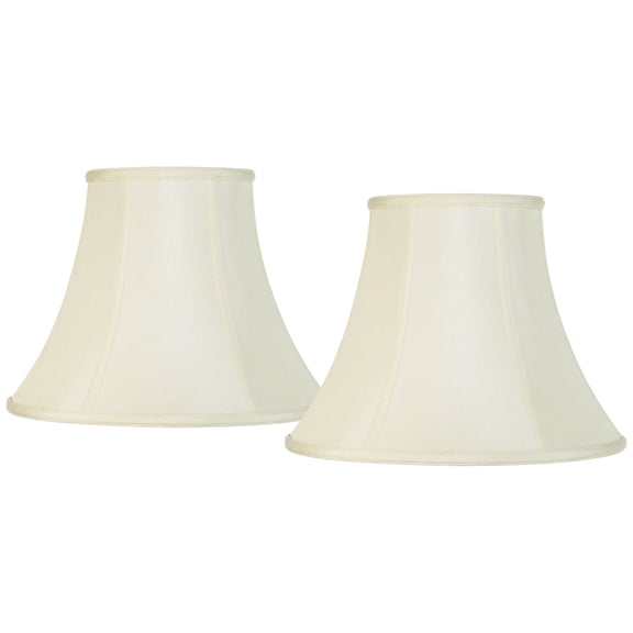 Imperial Shade Set of 2 Creme Medium Bell Lamp Shades 7" Top x 14" Bottom x 11" High Replacement with Harp and Finial