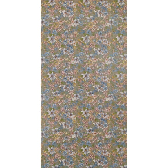 Dundee Deco's Floral Printed Aegean Blue, White, Peach Pink Meadow Flowers Peel and Stick Self Adhesive Removable Wallpaper, Roll 18 ft. X 18 in. (5.5m X 45cm), 26.6 sq. ft. (2.5 sq. m)