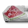 thumbnail image 3 of Fitness Soft Flannel Fleece Throw Blanket, Healthy Lifestyle Themed Words on Vivid Hand Drawn Watermelon with Herbs, Cozy Plush for Indoor and Outdoor Use, 60" x 80", Multicolor, by Ambesonne, 3 of 6