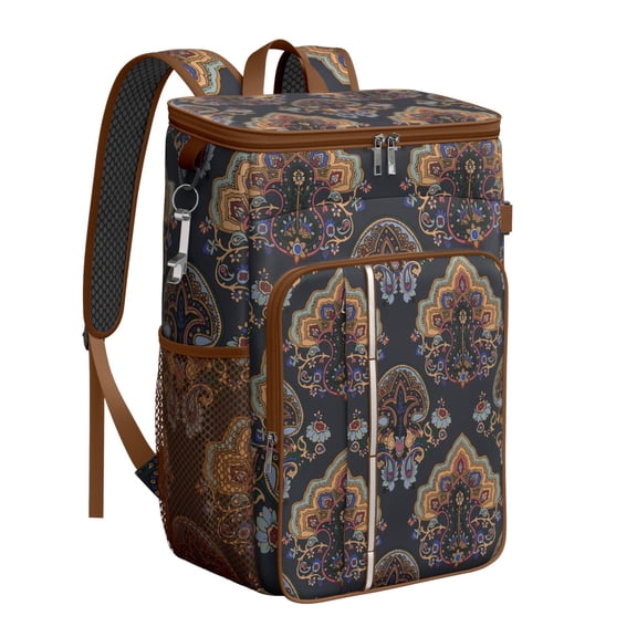 Exotic Paisley Design Insulated Cooler Backpack, Leak-Proof & Waterproof, High-Performance Insulation for Outdoor Enthusiasts, Great for Hiking, Camping, and Travel