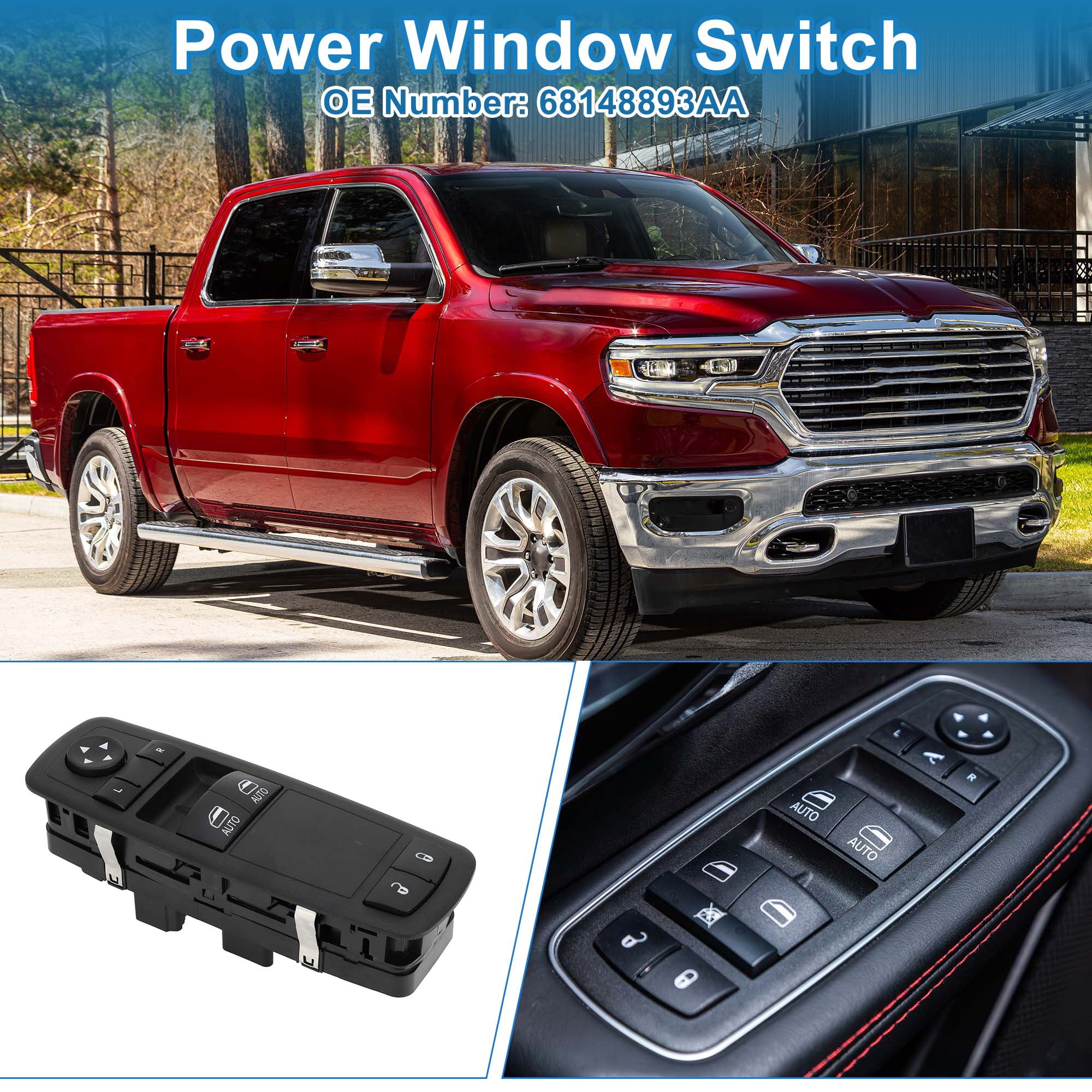 Unique Bargains Power Window Switch No.68148893AA for Ram 1500 2500 3500 2013-2018 Black