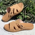 thumbnail image 5 of Slides for Women Open Toe Orthopedic Sandals Arch Support Footbed Summer Casual Slip on Athletic Slippers Flat Walking Shoes Brown Size 6, 5 of 8