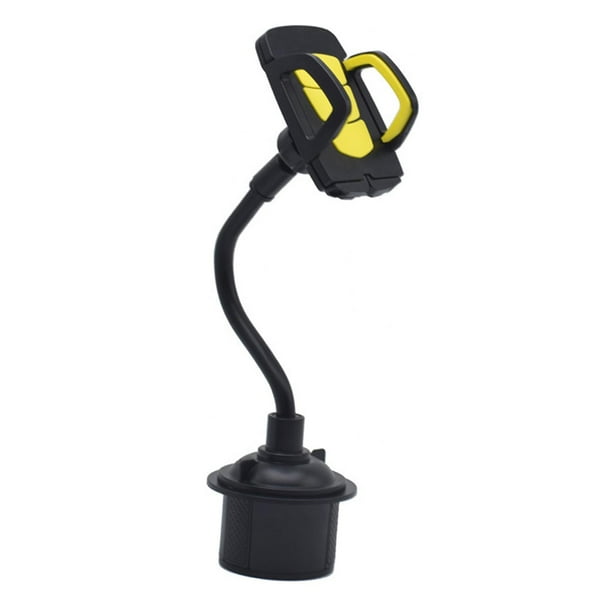 Soporte para teléfono con forma de copa para coche, fácil de instalar, cuello largo. Amarillo