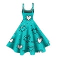 thumbnail image 4 of Women's Valentine's Day Floral Print Sexy Off-Shoulder Punk Retro Casual Sleeveless Dress Cyan L, 4 of 4