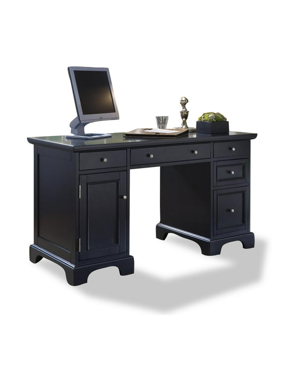 Homestyles Bedford Wood Pedestal Desk in Black