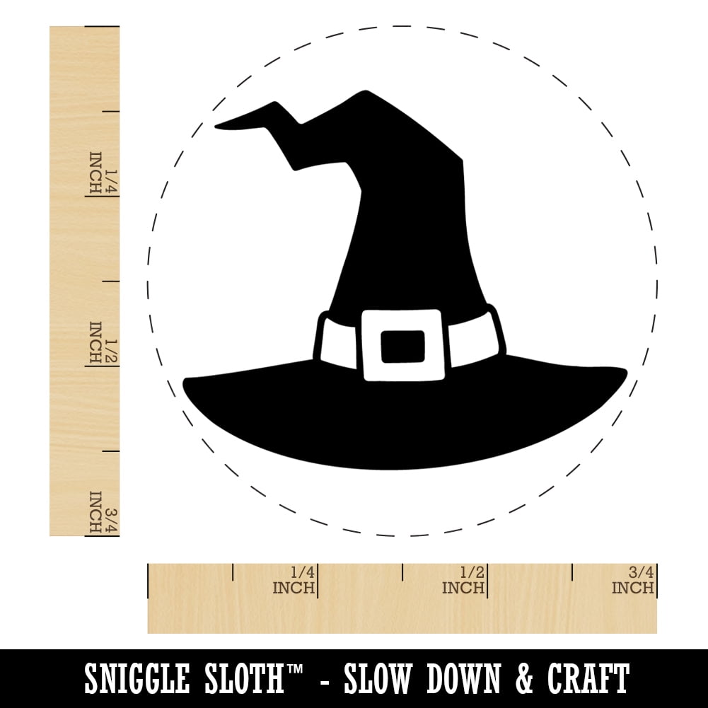 Stylized Witch Hat Halloween Self-Inking Rubber Stamp Ink Stamper - Black Ink - Small 3/4 Inch