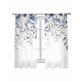 thumbnail image 2 of Sheer Curtains 63 Inches Long, Blue Eucalyptus Light Filtering Window Curtains for Living Room, Farmhouse Flowers Leaf White Watercolor Rod Pocket Voile Sheer Curtain Drapes, 52"W x 63"L, 2 Panels, 2 of 8