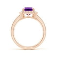 thumbnail image 2 of ANGARA Natural Emerald-Cut 2.2 ct Amethyst Engagement Ring with Diamond Halo in 14K Rose Gold for Women (Size-9x7mm) | February Birthstone, Anniversary, Jewelry Gift for Women | Natural Amethyst Ring, 2 of 8
