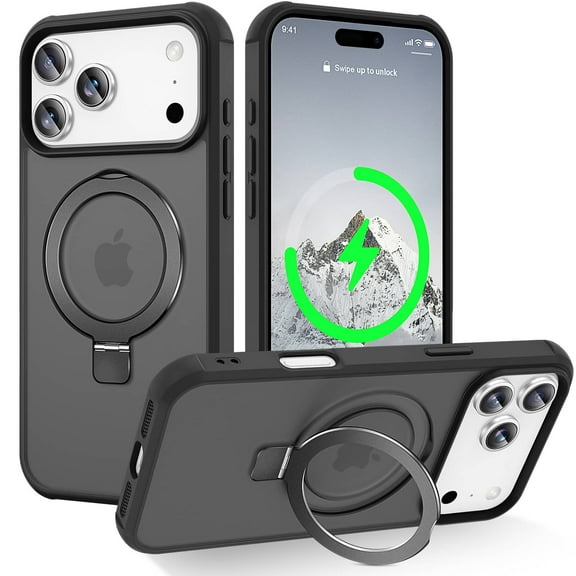 Magnetic for iPhone 17 Pro Max Case [Compatible with Mag-safe] with Stand, [Military Grade Drop Protection] Shockproof Translucent Back Slim Protective