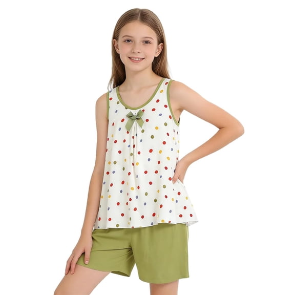 Cethrio Girls Summer Outfit Sets, Sleeveless 2 Piece Casual Knitting Cotton Girls Clothing sets Beige Size 10