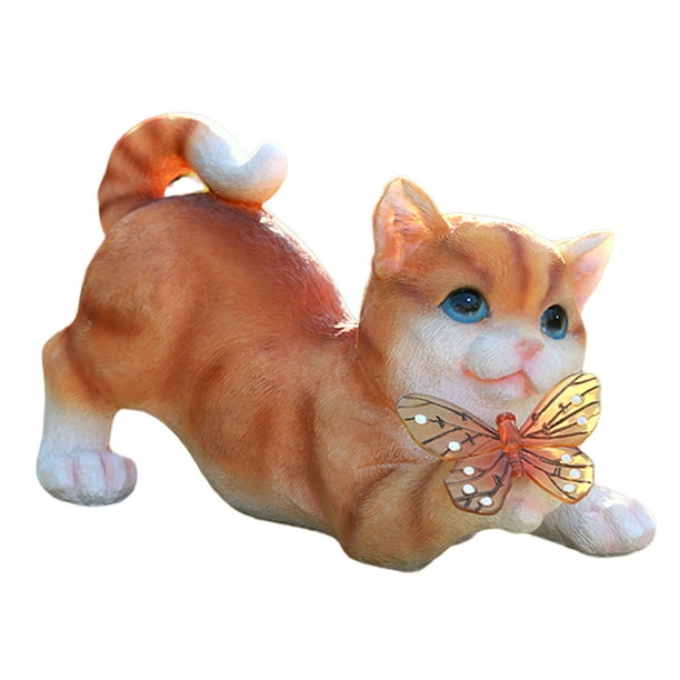 Alloet Solar Garden Cat Statue Art Luminous Resin Animal Sculptures