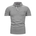 thumbnail image 4 of Men's Polo Shirts With Collar 2XL Lattice Splice Casual Fashion Button Lapel Short Sleeve T-shirt, 4 of 8