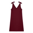 thumbnail image 5 of QUNYINEY Sleeveless Sundresses for Women Plus Size Cotton Linen Casual Red Midi Tank Dress V Neck Vacation Summer Casual Loose Fit Dresses, 5 of 9