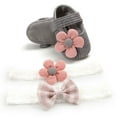 thumbnail image 2 of Baby Girl Anti-Slip Sole Newborn Infant First Walkers Shoes with 2 Headbands, 2 of 5