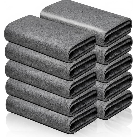 10 Pack Microfiber Cleaning Cloths, Thickened Streak Free & Lint Free Glass Cleaning Towels, Reusable Washable Cloths for Car Windows, Kitchen, Mirrors, Stainless Steel - 12x12 Inches Grey (30x30cm)