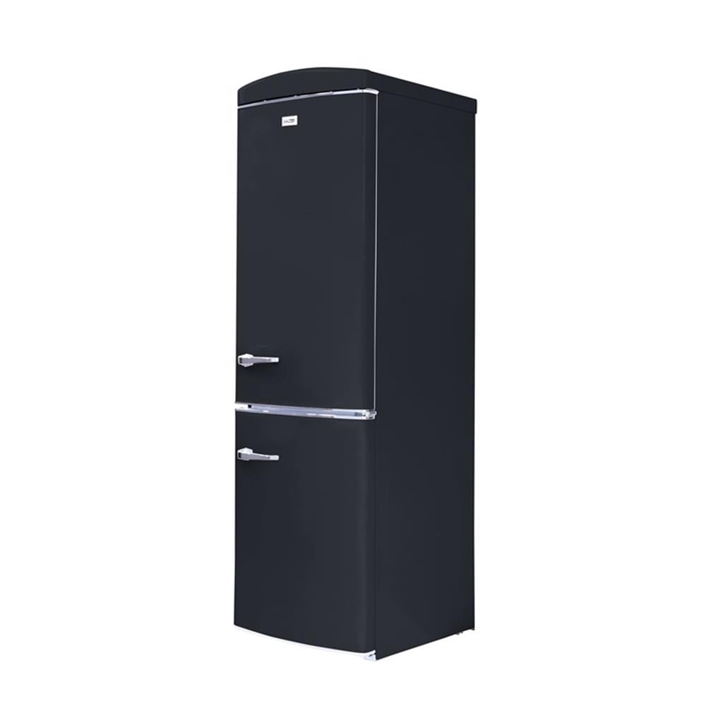 Pemberly Row 10.7 cu. ft. Bottom Mount Retro Refrigerator in Black