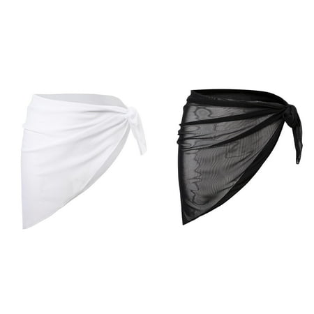 (2-Pack) Kcodviy Women 1 Piece Sheer Beach Dresses for Women Cover Up Wrap Knot Cover Up formal Cover Up for Evening Dresses Skirt without Bikini Beach Wrap Bikini Shiny Wraps Cover Ups for Swimwear