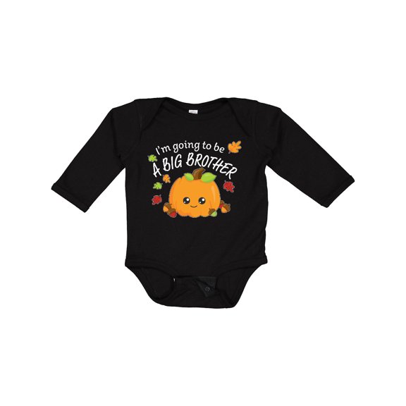 Inktastic I'm Going to be a Big Brother- cute Halloween pumpkin Boys Long Sleeve Baby Bodysuit