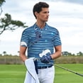 thumbnail image 3 of Pofeuu Sharks on White Blue Striped Print Men's Loose Fit Midweight Short-Sleeve Pocket Polo-3X-Large, 3 of 6