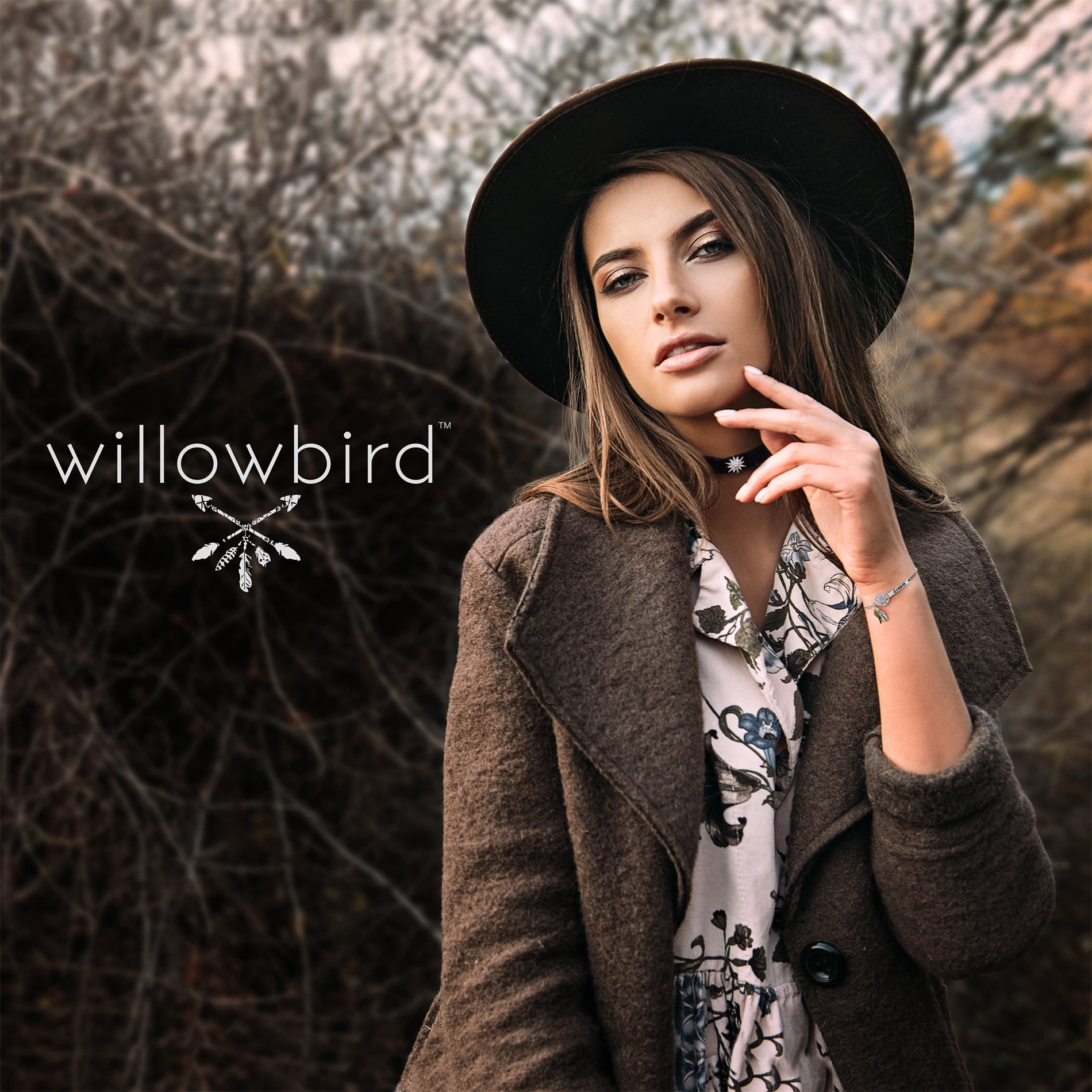 Willowbird Religious Charm Rhodium Plated Dangling Charm Stretch Women's Bracelet