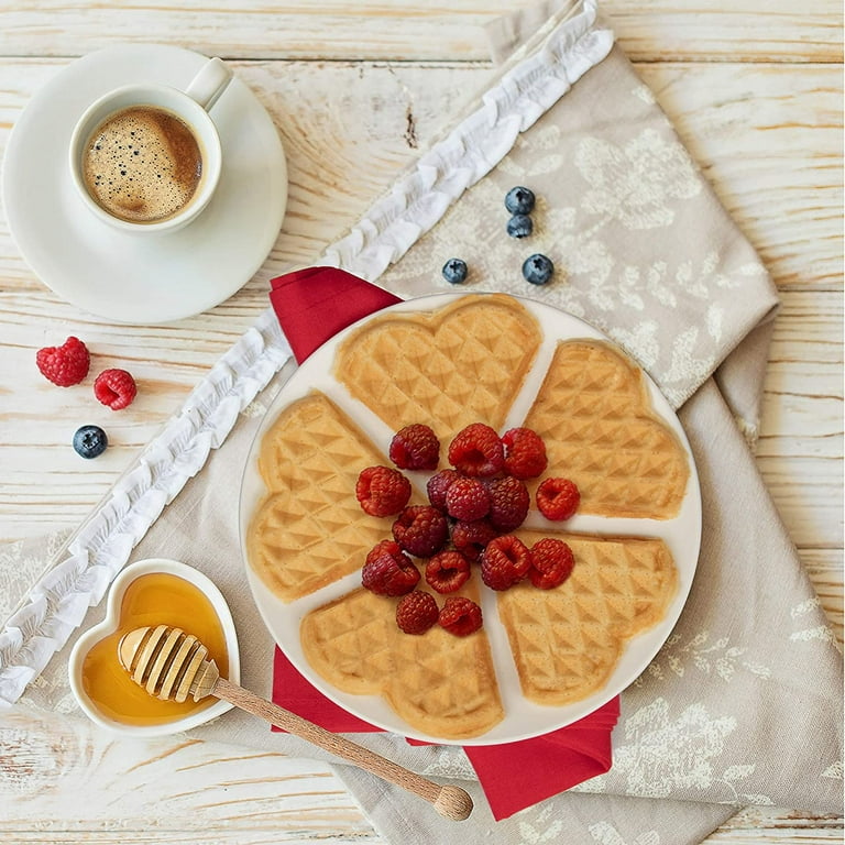 Mueller Double Heart Waffle Maker, Makes 10 Mini Hearts or 2 Large Waffles, 1200W Premium Performance, Double, Non-Stick Cooking Plates with Rapid