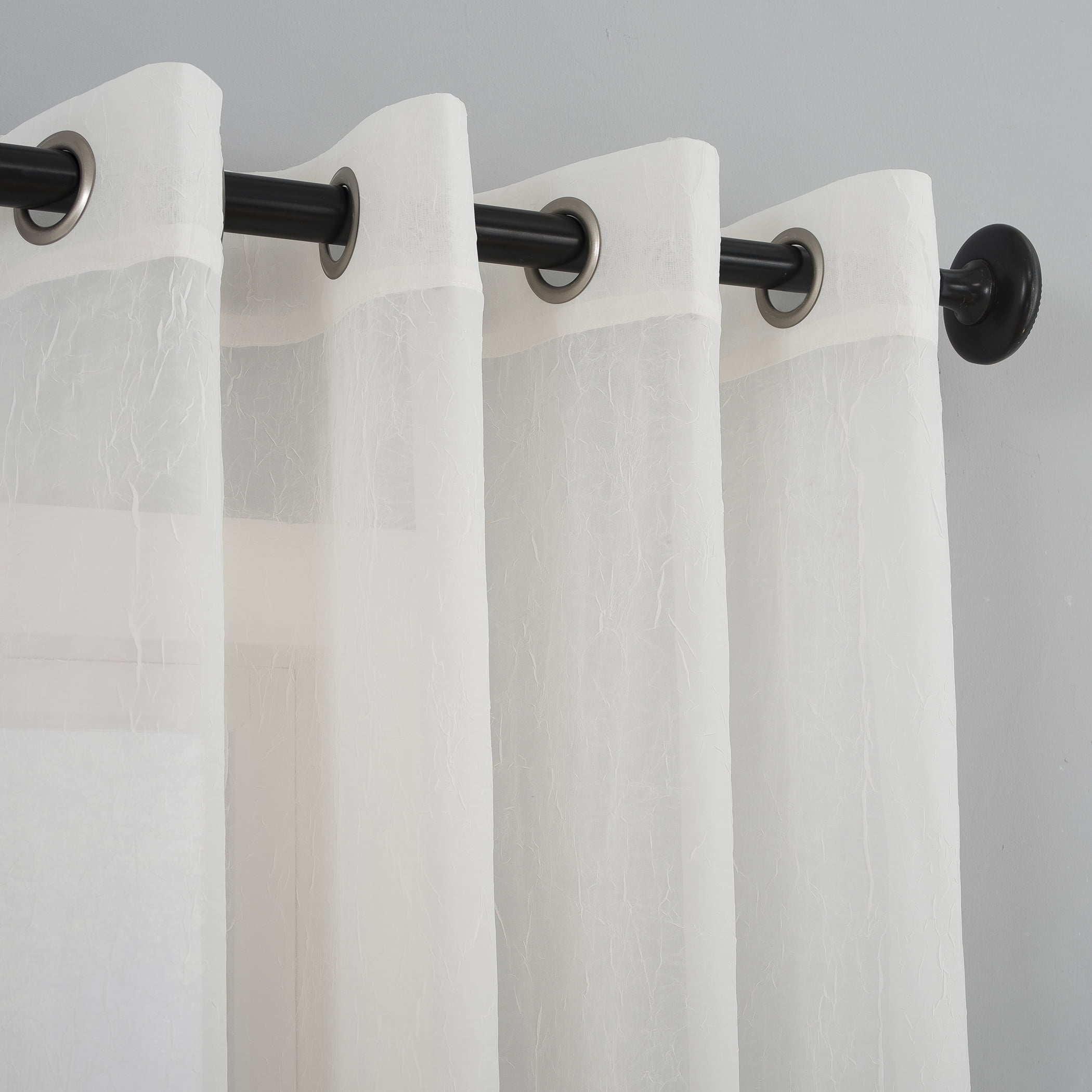 Mainstays Marjorie Crushed Sheer Voile Grommet Ivory Curtain Panel, 51x96