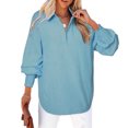 thumbnail image 2 of Inleife Women 2025 Fine Striped Smocked Cuffed Shirts Long Sleeve Collared Blouse With Pocket, 2 of 6