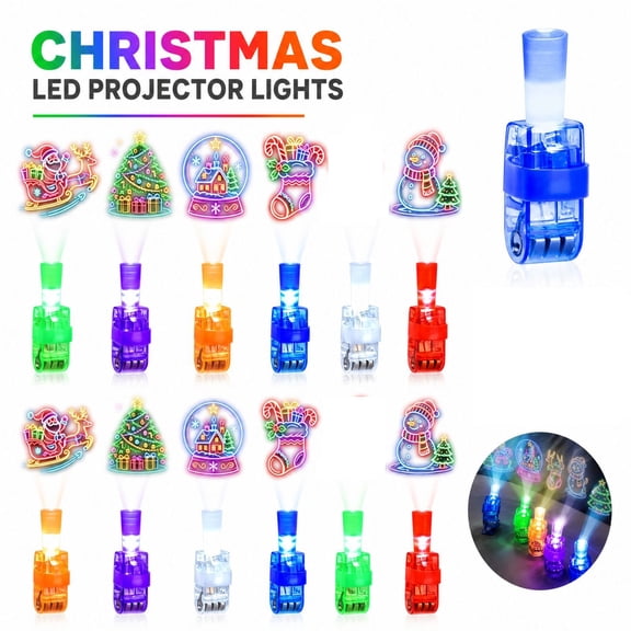 36 Pack Holiday Themed Projector Finger Lights, Light Up Party Favor for Christmas and Halloween, Festive Glowing Finger Projection Play