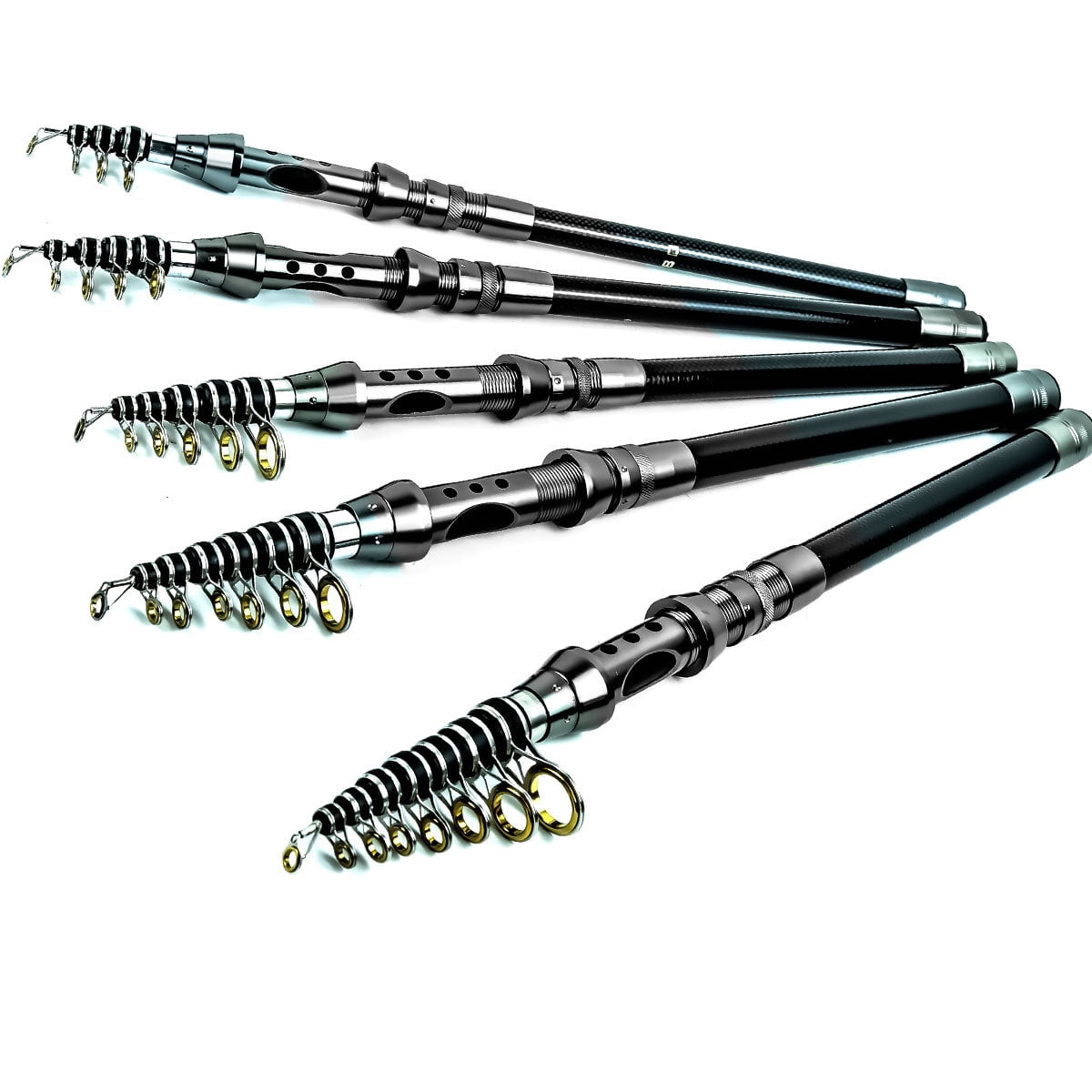 Carbon Fiber Travel Fishing Rod Corrosion-Resistant Saltwater Spinning Rod 5 Collapsible Section with Carry Bag Beach