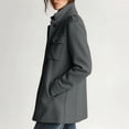 thumbnail image 4 of Jovrlynd Womens Coats Wool Stand Collar Button Winter Mid Length Warm Jackets with Pockets, S-3XL, 4 of 9