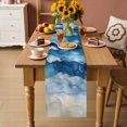 thumbnail image 2 of Navy Blue Coastal Beach Cotton Linen Rectangle Table Runners 13"x72", Summer Nautical Ocean Ombre Art Coffee Table Runner Dresser Scarves Luxury Table Runners for Wedding Party Banquet Dinner Decor, 2 of 8