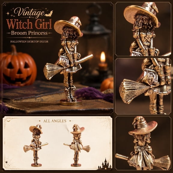 SugarBloom Vintage Halloween Decorations Indoor - Cute Witch Princess Statue Desktop Ornament for Shelf, Ideal Halloween Party Favors, Adds Spooky Spirit Halloween to Any Room