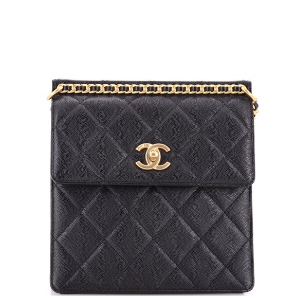 Pre-Owned Top Chain CC Square Backpack Quilted Caviar By Rebag