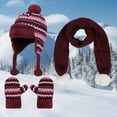 thumbnail image 2 of Splozh Winter Scarf for Girls Winter Hat Gloves Scarf Set Girls Boys Hats Gloves Knit Set with Thick Warm Fleece Lined Wine,2-8 Years, 2 of 7