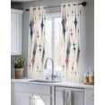 thumbnail image 5 of Red Blue Diamond Sheer Curtains 54 Inch Length 2 Panels Set for Living Room/Bedroom, Modern Geometric Middle Century Beige Kitchen Curtains Grommet Semi-Sheer Curtains Window Treatments 42"x54"x2, 5 of 7