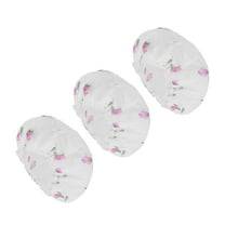 Unique Bargains 3 Pcs Flower Single Layer Shower Cap for Bathroom White Pink PEVA