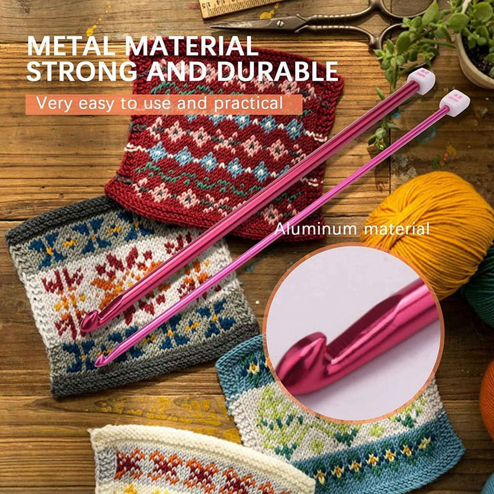 12pcs Mixed Color 2mm-8mm Aluminum Crochet Hooks Metal Handle Knitting  Needles Weave Yarn Set Knitting