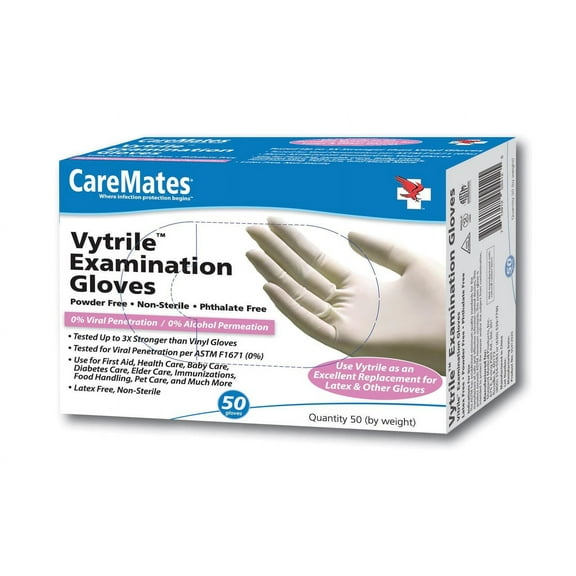 Caremates Nitrile Examination Gloves, Latex & Powder Free, Large, 50 ct 20 Pack
