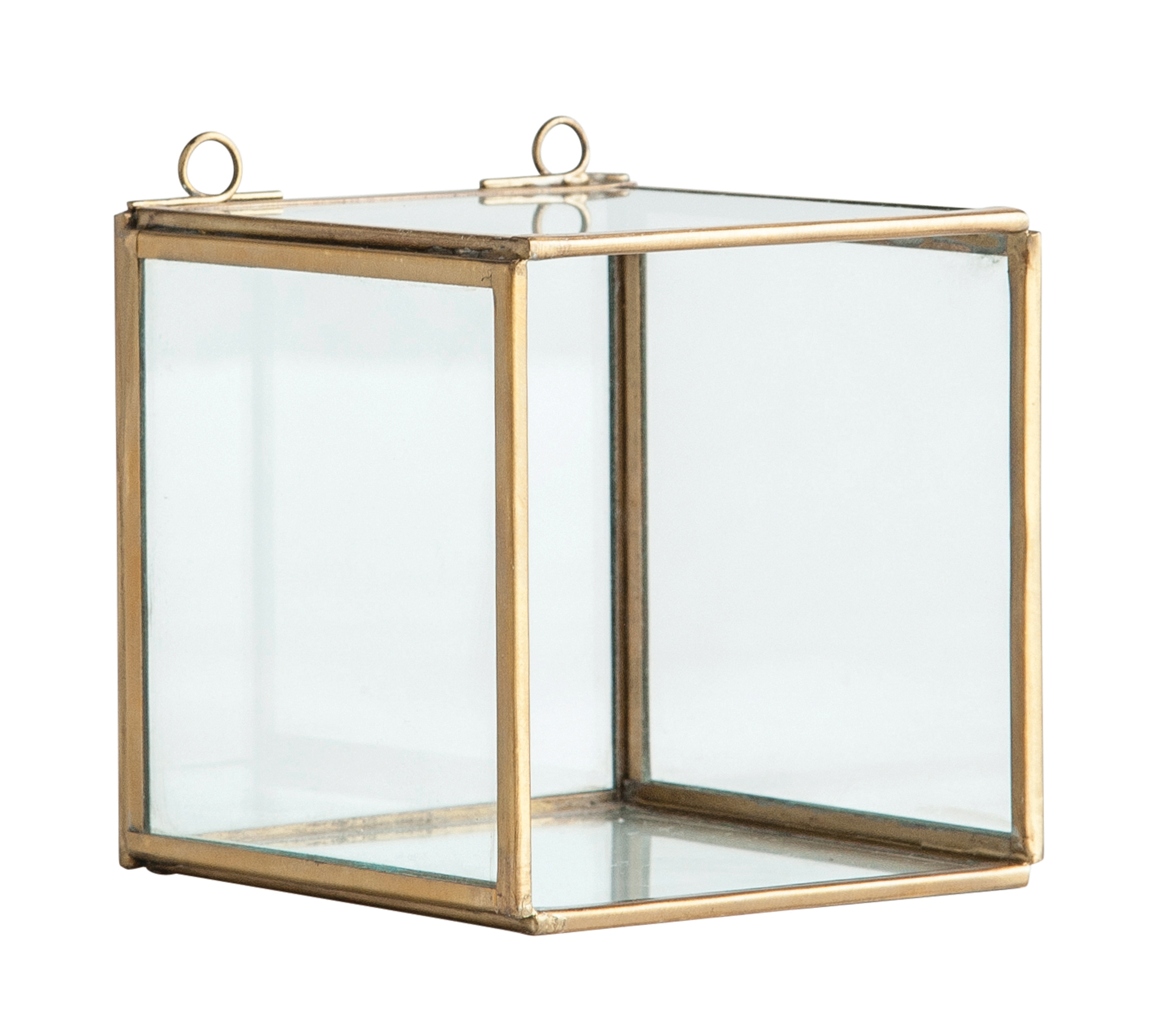 Creative CoOp Brass Framed Glass Display Case (Hangs or Sits)