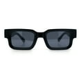 thumbnail image 4 of Locs Big Metal Gothic Letter Logo Narrow Rectangle Horn Rim Sunglasses Gunmetal, 4 of 8