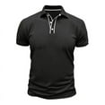thumbnail image 4 of Men Polo Shirt Beefy Stretch Tops Dressy Short Sleeve Lightweight Jogging Tshirts Textured Shirt Men Work Black XL, 4 of 6