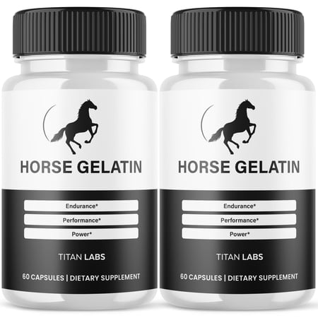 Horse Gelatin Advanced Formula Natural Supplement Pills for Max Strength HorseGelatin 120 Capsules