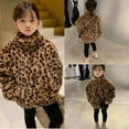 thumbnail image 2 of XXWXYD Baby Clothes Children's Leopard Print Thick Coat Autumn Winter Long Sleeves Girls Plush Warm Top Children's Clothing Cute Playful Toddler Outfits(6-7 Years,Khaki), 2 of 5