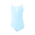 thumbnail image 5 of HAOTAGS Girls Ballet Leotard,Elastic Waist Solid Color Sleeveless Dance Practice Clothes Light Blue 9-10, 5 of 6