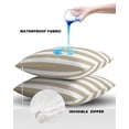 thumbnail image 5 of Minimalist Khaki and White Stripes Outdoor Pillow Covers Waterproof Throw Pillow Cover 20x20in Set of 2,Square Decorative Pillowcases Cushion Case for Patio Sofa Couch,Modern Geometric Lines Art, 5 of 7