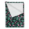 thumbnail image 2 of Hawaiian Soft Flannel Fleece Throw Blanket, Romantic Exotic Summer Nature Theme with Leaves and Flowers, Cozy Plush for Indoor and Outdoor Use, 50" x 60", Mint Green Pale Pink, by Ambesonne, 2 of 5
