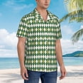 thumbnail image 5 of Xecao Light Green Squares print Hawaiian shirt - a stylish short-sleeve button-down for men, perfect for casual beach and tropical outings., 5 of 9