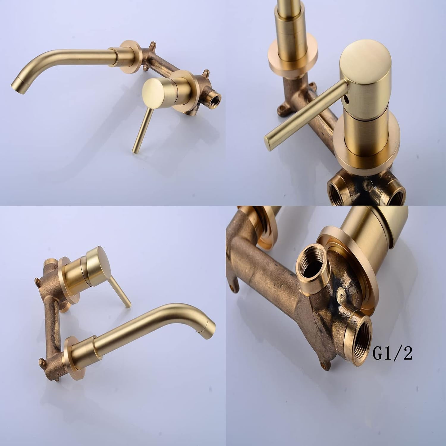 Wall Mounted Bathroom Faucet Antique, Solid Brass, 360 Swivel Spout Sink Faucet, 2-Hole Single Handle Bathroom Sink Faucets, Split