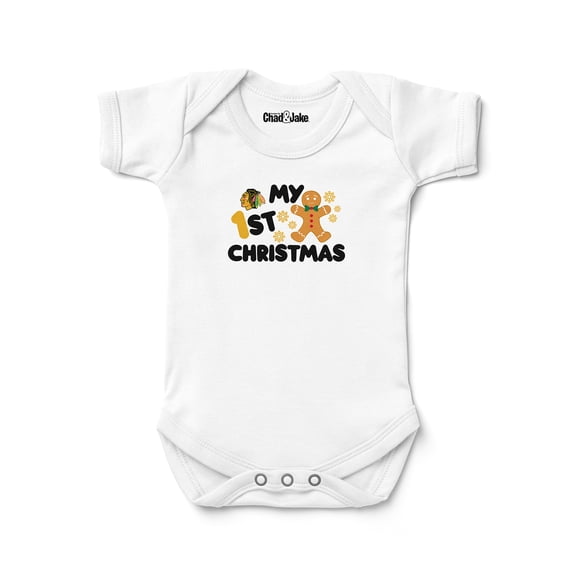Newborn & Infant Chad & Jake White Chicago Blackhawks Gingerbread Christmas Bodysuit