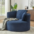 thumbnail image 7 of FFH Round Accent Chair, 48.8" Oversized Living Room Chair, Corduroy Chaise Lounge Chair Indoor, Barrel Chairs for Adults, Blue, 7 of 7